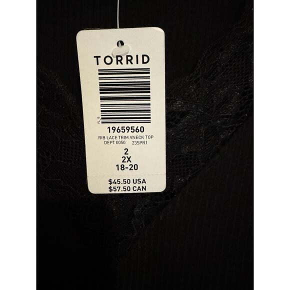 Torrid Lace Trim Ribbed Coquette Y2K Streetwear Gothic V Neck Long Sleeve Top 2X - Picture 4 of 11